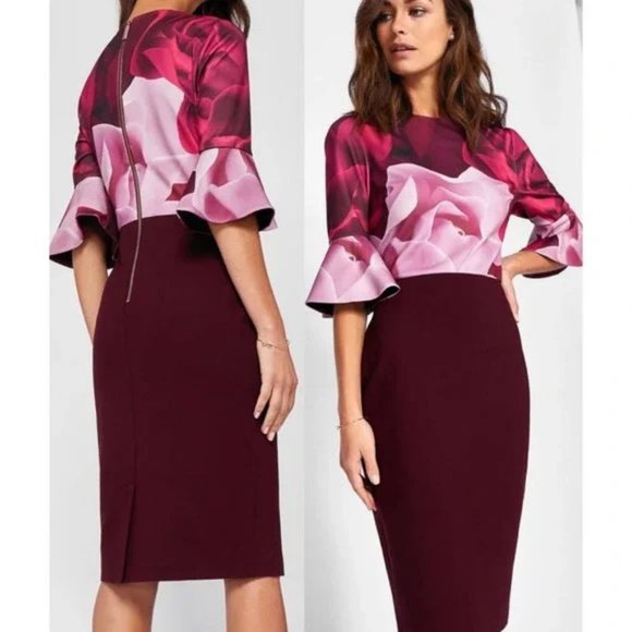 Ted Baker London Dresses & Skirts - Ted Baker London Tzalva Porcelain Rose Bodycon Dress.  SZ Baker 2
